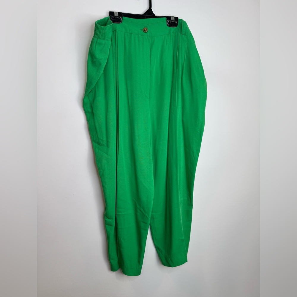 Vintage pleats kelly Green cropped Pants size 42 - Picture 4 of 12